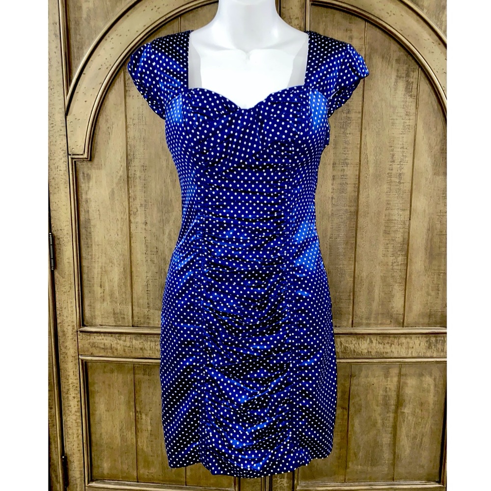 Blue with white pica-dots party dress